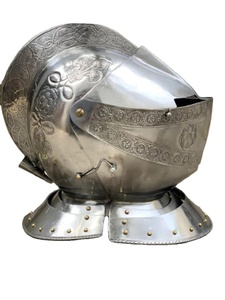 Casco de armadura cerrada europea de caballero medieval, talla única, se adapta a la mayoría de la decoración rústica del hogar Vintage, casco de disfraz, artesanía de Calvin - Product Image 3