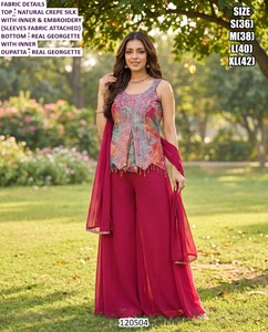Bandhani Georgette Zivara Roop Elegance Traditional Party Sharara Set Floor-Length Quick Dry - Product Image 4