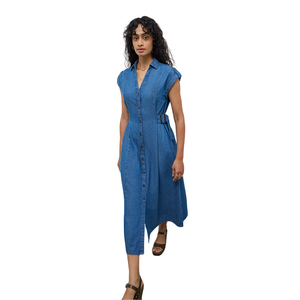 Premium Cotton Women Denim Shirt <b>Dress</b> Wholesale OEM ODM Factory Direct Supply - Product Image 2
