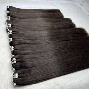 Extensions de cheveux humains lisses, tissage osseux de haute qualité avec fermeture frontale assortie, vente en gros - Product Image 4
