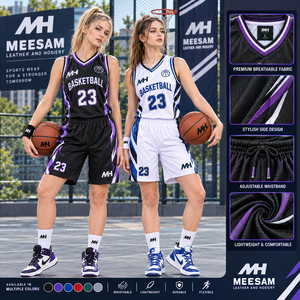 Ensemble de maillots de basket-ball pour femmes, sans manches, col en V, maille sublimée respirante, vêtements de sport pour adultes, toutes saisons - Product Image 1
