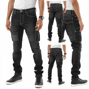 Pantalones Vaqueros de Lujo para Hombre con Paneles Utilitarios, Construcción de Algodón Pesado y Detalles de Moda Premium Desgastados - Product Image 2