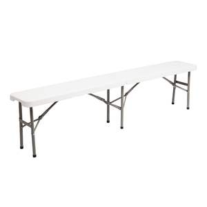 Banco Plegable Portátil de Plástico Blanco de 6 Pies, Banco de Picnic para Interiores y Exteriores con 3 Patas, Muebles de Patio XH - Product Image 1