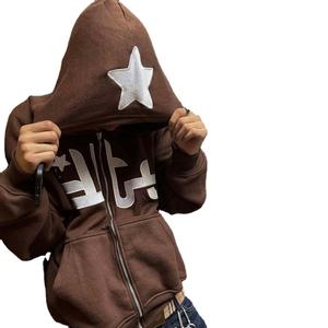Cotton Oversize Blanks <b>Zip</b> <b>up</b> <b>Hoodie</b> Custom Rhinestone Embroidery <b>Full</b> Face <b>Zip</b> <b>up</b> Mens <b>Hoodie</b> Puff Print <b>Full</b> <b>Zip</b> <b>up</b> <b>Hoodie</b> - Product Image 5