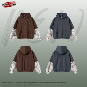 Vintage Oversized Camouflage Two-Piece Pullover Hoodie Winter Streetwear with Digital Printing Lined Zippered up Casual Style - Product Image 2
