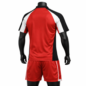 Camiseta de Rugby para Hombre Five B, Color Rojo, Blanco y Negro, Manga Corta, Absorbe la Humedad, Ajuste Atlético, Estampado Sublimado, Ropa Deportiva - Product Image 2