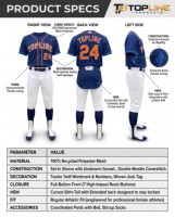 Maillot de baseball pour homme Topline TONE, blanc et bleu, imprimé par sublimation, motif 3D, tissu en maille, col en V, manches courtes, respirant