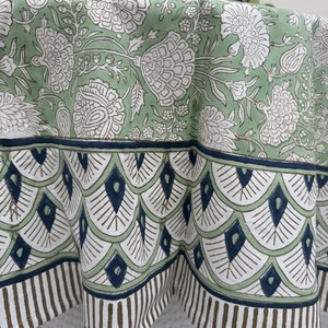 Indian Luxury Round Hand Block Printed Handmade Cotton <b>Tablecloth</b> with Floral Pattern Durable & Eco-Friendly for Sweet Home - Product Image 6
