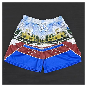 กางเกงขาสั้นออกกำลังกายลายพราง OEM สำหรับผู้ชาย ผ้าฝ้ายเนื้อหนา รับสกรีนโลโก้แบบ Sublimation กางเกงวิ่งฟิตเนสแบบมีเชือกผูก ขายส่ง - Product Image 5