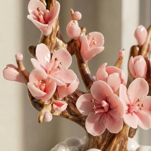 Vase à fleurs en porcelaine avec roses en céramique roses, style shabby chic, décoration de table, finition émaillée, 8-16 pouces - Product Image 4