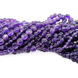 Cuentas de amatista natural púrpura lisas en forma de moneda, gemas de 6 mm y 8 mm, cuentas de amatista sueltas para la fabricación de joyería, suministro al por mayor. - Product Image 3