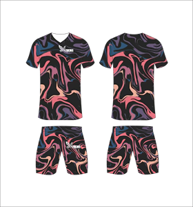 Conjunto de Uniforme de Fútbol Personalizado por Sublimación en Rosa y Negro, Transpirable, para Entrenamiento, Venta al Por Mayor, Secado Rápido - Product Image 1