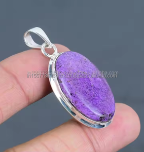 Colgante Charoite Plata de Ley 925 Charoite Piedra Natural cabujón ovalado Charoite piedra preciosa Colgante de Piedra púrpura de alta calidad - Product Image 6