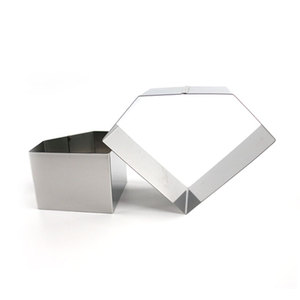 Diamond Shape Mousse Ring Stainless Steel Geometric Cake Mold Oven Safe <b>Mirror</b> Polished Surface 2 Size Options <b>Small</b> Large Korea - Product Image 1