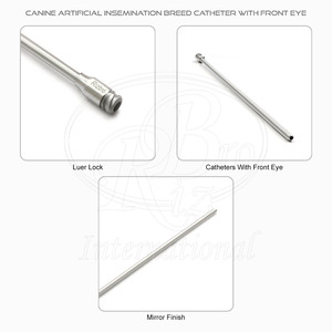 Cathéter de reproduction artificielle canine en acier inoxydable réutilisable Luer Lock pour œil avant, 10 pouces, certifié ISO/CE, usage vétérinaire - Product Image 5