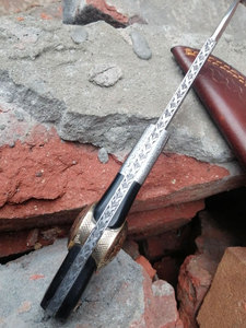 Cuchillo de construcción FULL TANG grabado. Mango de asta de ciervo. Hecho a mano, forjado a mano. Muy nítido. Regalo para él/ella - Product Image 3