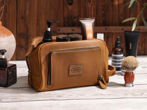 Custom High End Genuine Leather <b>Toiletry</b> <b>Bag</b> Luxury Travel Dopp Kit <b>Men</b> Vintage Shaving Wash Cosmetic Case LYG-0161 - Product Image 5