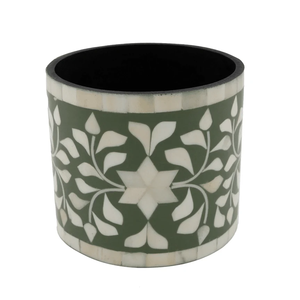 FAIZA CRAFT FC-4083 Vase de sol décoratif pour mariage, style antique côtier, avec incrustation d'os, motif à carreaux noir et blanc, pot à fleurs - Product Image 6