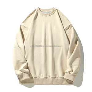 Suéter de Forro Polar de Poliéster/Algodón para Hombre y Mujer, Estilo Retro Nuevo, Cuello Redondo, Ajuste Holgado, Sudadera con Capucha Lisa Teñida Personalizable - Product Image 5