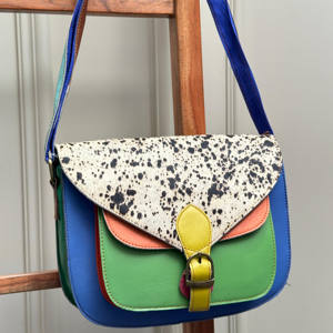 Offre Spéciale sac à main en cuir recyclé de Style occidental sac à main multicolore femmes élégant fourrure de vachette multi utilisations sacs à bandoulière - Product Image 2