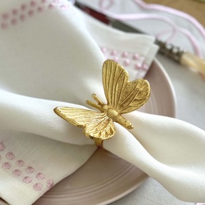 Golden Butterfly Napkin <b>Ring</b> Brass Vintage Table Decor Wedding 4.5cm Width - Product Image 1