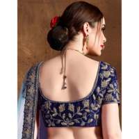 Lehenga Choli de demoiselle d'honneur en soie brodée bleue, taille plus