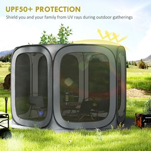 Carpa de Tela Gris Oscuro de 11 x 11 pies, Portátil, con Protección Solar UPF50+, Gazebo para Acampar con Bolsa de Transporte - Product Image 6
