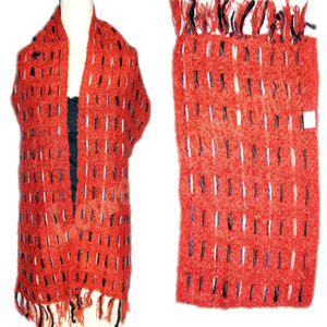 Women's <b>Red</b> Knitted Shawl With Geometric Pattern Lightweight Short <b>Scarf</b> For Daily Wear All Seasons - Product Image 2