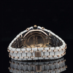 Reloj Cronógrafo de Lujo con Cristal de Cuarzo Moissanite Brillante, Esfera de Cristal, Acero Inoxidable con Acabado Pulido, Piedras Brillantes, Elegante - Product Image 6