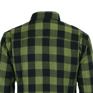 Camisa de motociclista profesional verde y negra de franela para hombre con protector de columna y cremallera YKK - Product Image 3