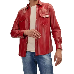 Chemises pour hommes en cuir véritable, style décontracté, fabriquées en usine, nouvelle collection 2026, style streetwear ample, en véritable peau d'agneau respirante - Product Image 4