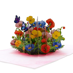 Tarjeta de Felicitación 3D con Flores Silvestres de Amapola, Estilo Romántico, Superventas en Vietnam, Diseño Personalizado, Artesanía, para el Día de San Valentín - Product Image 2