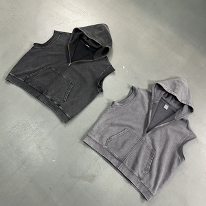 Sweat-shirts amples pour hommes, style décontracté streetwear, avec épaules tombantes, col à capuche, sans manches, coupe carrée, pour l'hiver - Product Image 1