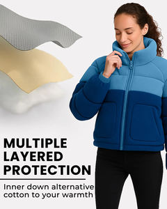 เสื้อแจ็คเก็ตพัฟเฟอร์โอเวอร์ไซส์สีสันตัดกันสำหรับผู้หญิง คุณภาพสูง ลดราคาพิเศษ เสื้อโค้ทบุผ้านวมทันสมัย ระบายอากาศได้ดี เหมาะสำหรับใส่ในฤดูหนาว สไตล์สตรีทแวร์ - Product Image 6