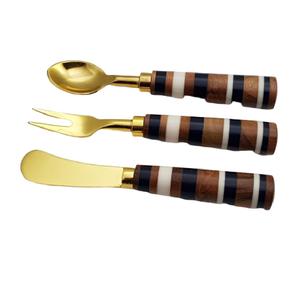 Ensemble de couverts en acier inoxydable de qualité supérieure avec manche en bois, idéal pour la maison, les hôtels et les restaurants, parfait pour les mariages. - Product Image 1