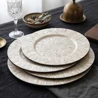 Assiette de Présentation Décorative Faite à la Main en Bois Nacre Écologique, Style Bohème Poli, Luxe et Haute Qualité