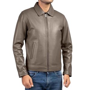 เสื้อแจ็คเก็ตหนังผู้ชาย หนังแกะ ทรงเข้ารูป สไตล์ไบค์เกอร์ เสื้อโค้ทลำลองสำหรับฤดูหนาว รับทำโลโก้ตามสั่ง ผู้ผลิต OEM - Product Image 3