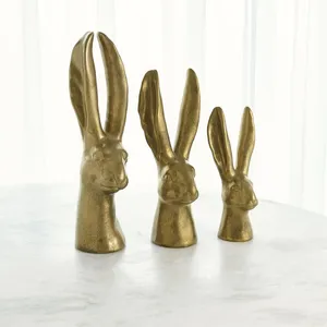 Escultura Contemporánea de Cabeza de Conejo en Latón, Figura Artística Hecha a Mano para Decoración de Mesa, Sala de Estar, Tema de Pascua - Product Image 2