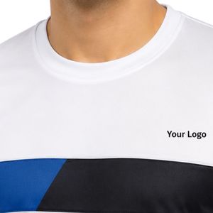 Manufacturer Men <b>White</b> Blue and Black Performance Sports T Shirt Quick Dry Athletic Gym Running Training Tee Custom Logo OEM - Product Image 6