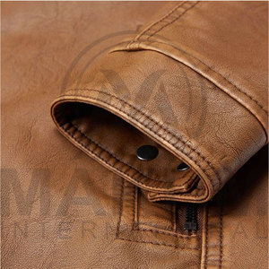 Leather Motorcycle <b>Jacket</b> Winter Warm Solid Color Moto Biker Style - Product Image 5