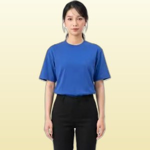 Camiseta de Algodón Azul para Mujer ANIMA, Casual, Transpirable, de Manga Corta - Product Image 2