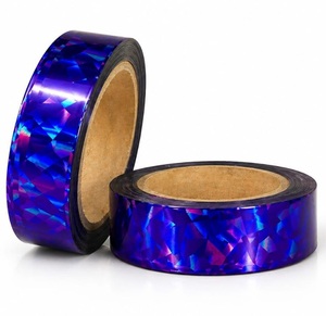 Strong Red & Blue Holographic Adhesive Tape Rolls High Gloss Metallic Rainbow Reflective Foil Tape for Gift Wrapping Packaging - Product Image 4