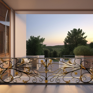 Premium Wrought Iron Balcony Railing Modern Steel Balcony Railings Outdoor Decorative Iron Railing with Anti Rust Finish - Product Image 1