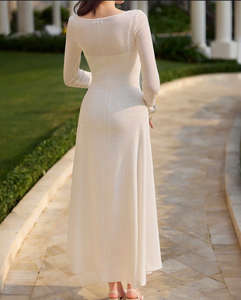 Robe blanche élégante et luxueuse pour femmes |   Fabrication sur mesure de haute qualité OEM ODM Vietnam - Product Image 4