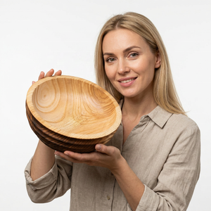 Medium Customized Size <b>Disposable</b> Classic Salad Bowl <b>Platter</b> Handmade Uttar Pradesh Crescent Crafts Top Selling Wood Soup Party - Product Image 2