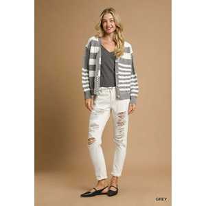 Umgee-Cárdigan abotonado a rayas para mujer - Product Image 3