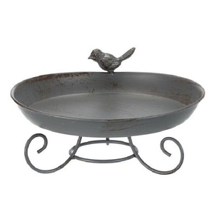Nouvel Arrivage : Bain d'oiseaux en métal pour jardin, mangeoire et bain d'oiseaux en fer forgé pour extérieur, autoportant et fait main - Product Image 1