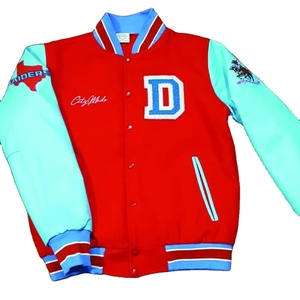 เสื้อแจ็กเก็ตเบสบอลสำหรับผู้ชาย,ทำจากปากีสถานปลอกหนังขนแกะปรับแต่งได้ตามต้องการพร้อมแผ่นปิดช่อง - Product Image 1