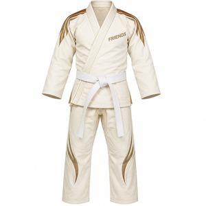 Kimono de BJJ Personalizado, Blanco, de Algodón, Unisex para Adultos, Corte Regular, Durable, con Cinturón Negro y Detalles en Verde Oliva, Judo Gi - Product Image 3