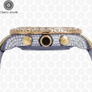 Charm Jewells Stainless Steel <b>Diamond</b> <b>Watch</b> Round Analog Dial Sapphire Crystal Luxury Fashion Unisex Chronograph 40mm - Product Image 4